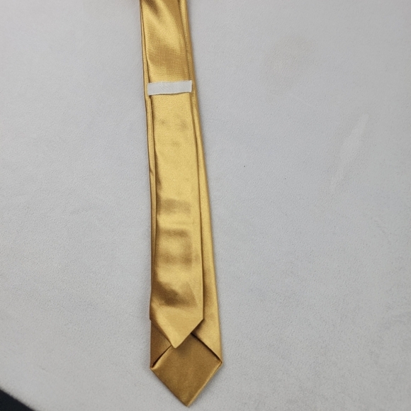 Set of 5 gold ultra skinny 2 " neckties wedding graduation groomsmen - Picture 2 of 4